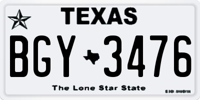 TX license plate BGY3476