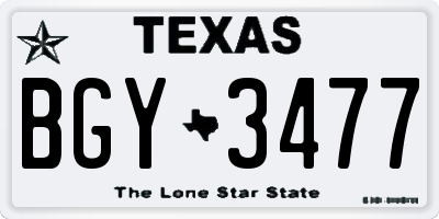 TX license plate BGY3477