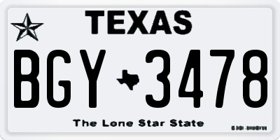 TX license plate BGY3478