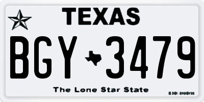TX license plate BGY3479