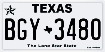 TX license plate BGY3480