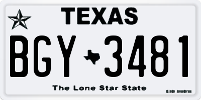 TX license plate BGY3481