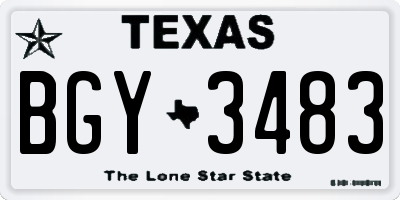 TX license plate BGY3483