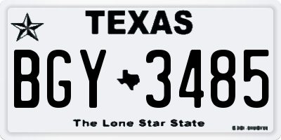 TX license plate BGY3485