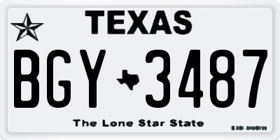 TX license plate BGY3487