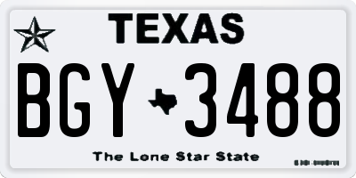 TX license plate BGY3488