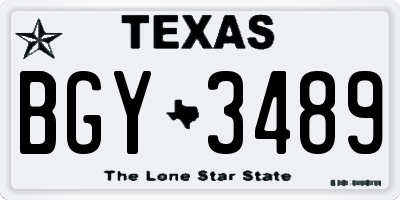 TX license plate BGY3489