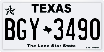 TX license plate BGY3490