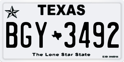 TX license plate BGY3492