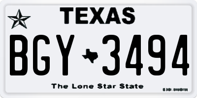TX license plate BGY3494