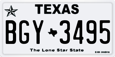 TX license plate BGY3495