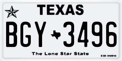 TX license plate BGY3496