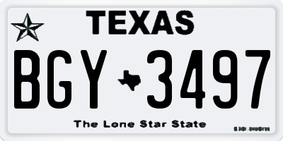 TX license plate BGY3497