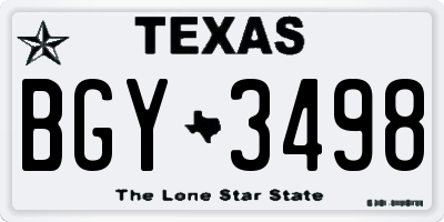 TX license plate BGY3498