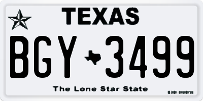 TX license plate BGY3499