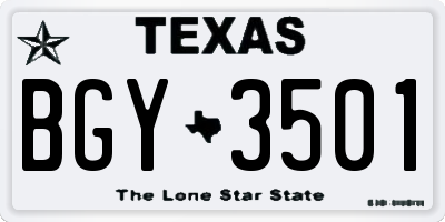 TX license plate BGY3501