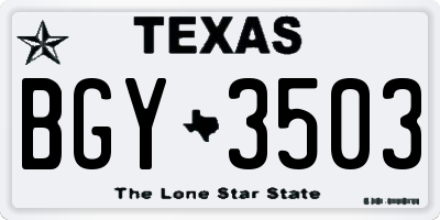 TX license plate BGY3503