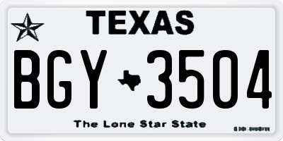 TX license plate BGY3504
