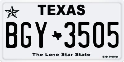 TX license plate BGY3505