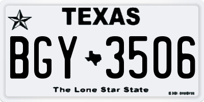 TX license plate BGY3506