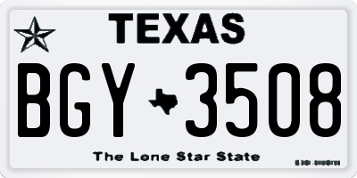 TX license plate BGY3508