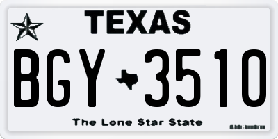 TX license plate BGY3510