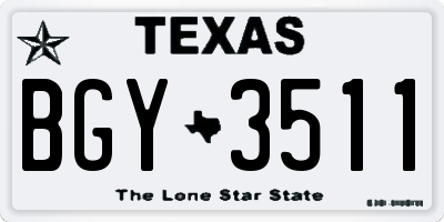 TX license plate BGY3511