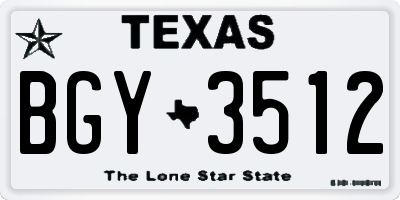 TX license plate BGY3512
