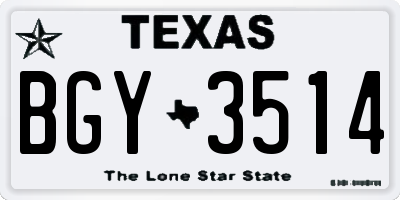 TX license plate BGY3514
