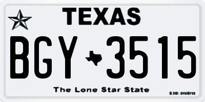 TX license plate BGY3515