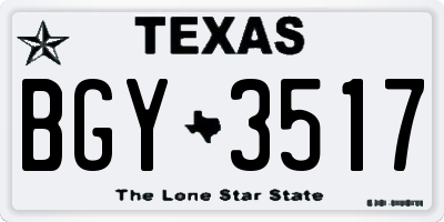 TX license plate BGY3517