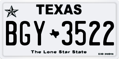 TX license plate BGY3522