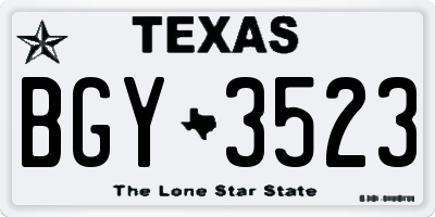 TX license plate BGY3523