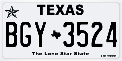 TX license plate BGY3524