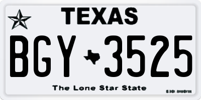 TX license plate BGY3525