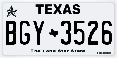 TX license plate BGY3526