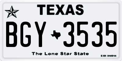 TX license plate BGY3535
