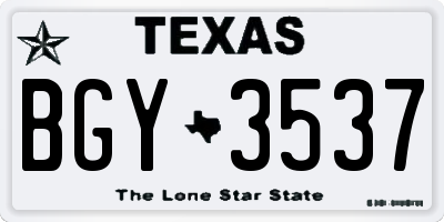 TX license plate BGY3537