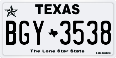 TX license plate BGY3538