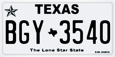 TX license plate BGY3540