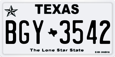 TX license plate BGY3542