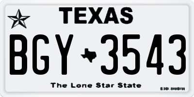TX license plate BGY3543