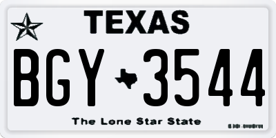 TX license plate BGY3544