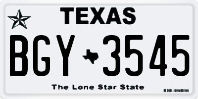 TX license plate BGY3545
