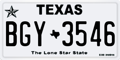 TX license plate BGY3546