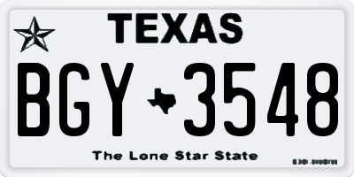 TX license plate BGY3548