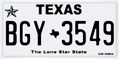 TX license plate BGY3549