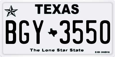 TX license plate BGY3550