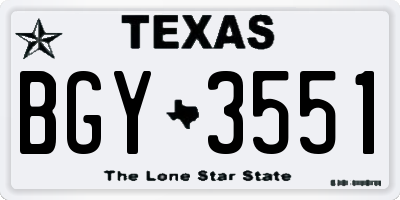 TX license plate BGY3551