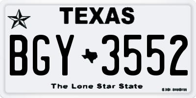 TX license plate BGY3552